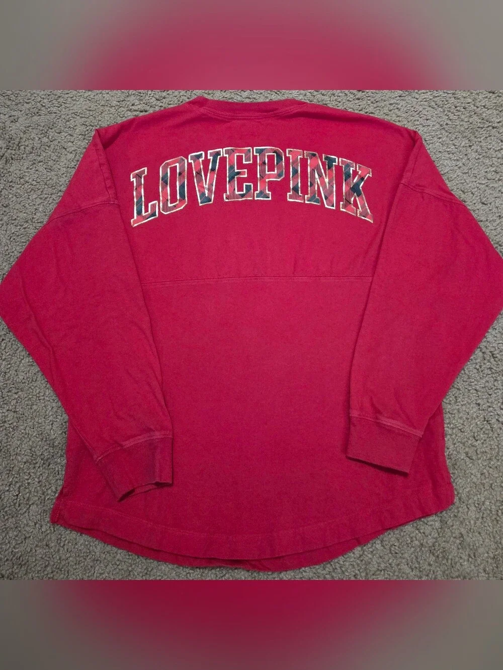 PINK Victoria's Secret Oversized Plaid Spellout Long Sleeved Tee.